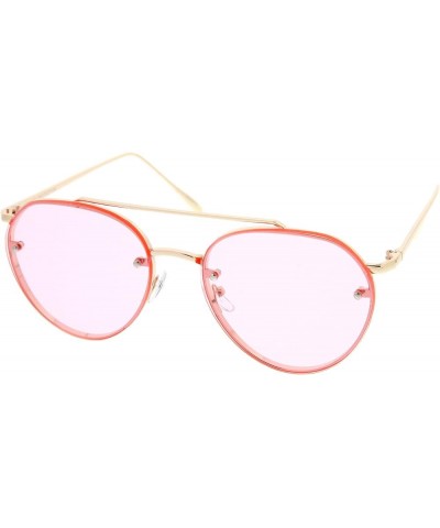 Modern Slim Temples Brow Bar Rimless Colored Flat Lens Aviator Sunglasses 59mm Gold / Pink $10.19 Rimless