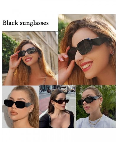 Rectangle Sunglasses for Women Retro Fashion Narrow Square Sun Glasses UV400 Protection Black Frame/Grey Lens $7.79 Rectangular