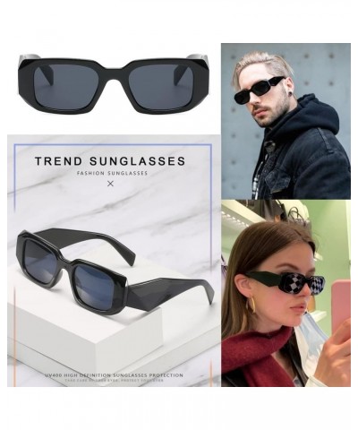 Rectangle Sunglasses for Women Retro Fashion Narrow Square Sun Glasses UV400 Protection Black Frame/Grey Lens $7.79 Rectangular