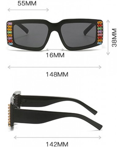 Vintage Square Sunglasses Women Diamond Sun Glasses 2023 Fashion Rhinestones Goggle Female Black Blue Brown $11.36 Square