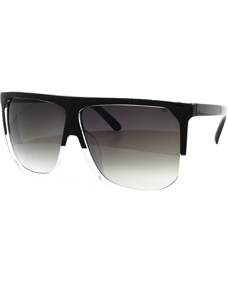 7266 Premium Oversize XXL Women Men Tint Flat Top Fashion Sunglasses Oversized CLEAR BLACK $9.66 Designer