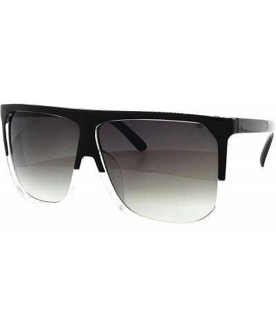 7266 Premium Oversize XXL Women Men Tint Flat Top Fashion Sunglasses Oversized CLEAR BLACK $9.66 Designer