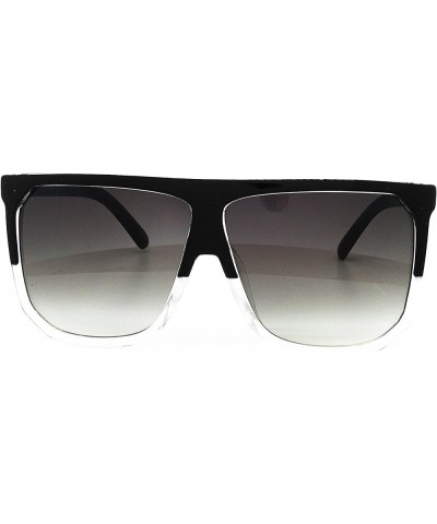 7266 Premium Oversize XXL Women Men Tint Flat Top Fashion Sunglasses Oversized CLEAR BLACK $9.66 Designer