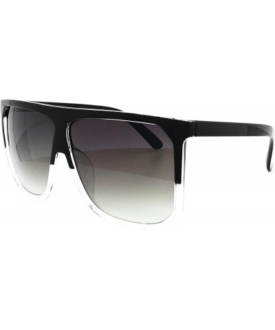 7266 Premium Oversize XXL Women Men Tint Flat Top Fashion Sunglasses Oversized CLEAR BLACK $9.66 Designer