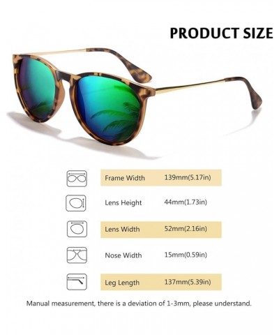 Sunglasses Womens Men Polarized UV Protection Trendy Vintage Retro Round Mirrored Lens Sunglasses For Women C-2pack-leopard F...