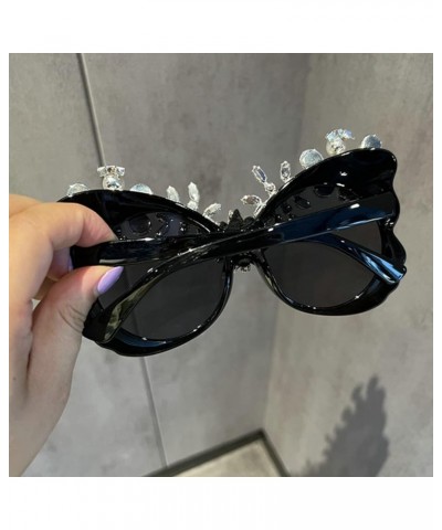 Oversized Butterfly Diamond Sunglasses for Women Sparkling Rhinestone Sunglasses Irregular Diamond bling Party Glasses 2pcs-b...