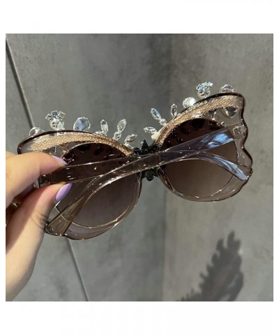 Oversized Butterfly Diamond Sunglasses for Women Sparkling Rhinestone Sunglasses Irregular Diamond bling Party Glasses 2pcs-b...