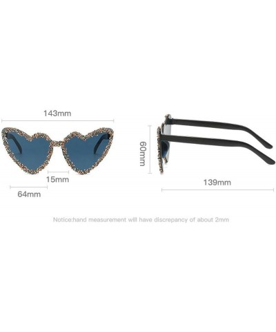 Glittering Peach Heart Frameless Sunglasses Luxury Diamond Shiny Rhinestone Love Heart Party Eyeglasses Blue $10.73 Designer