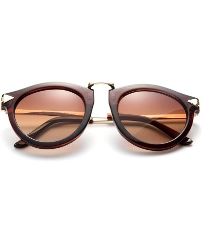 Newbee Fashion -"Kyla" Unique Round Glasses with UV400 Flash Lenses Modern Fashion Sunglasses Brown Brown $8.99 Cat Eye