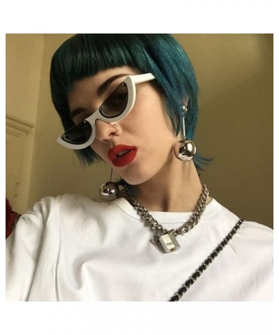 Cat Eye Sunglasses Women Vintage Small Cut Edge Transparent Bright Half Rim Shades Sun Glasses Gradient Gray $22.78 Rectangular