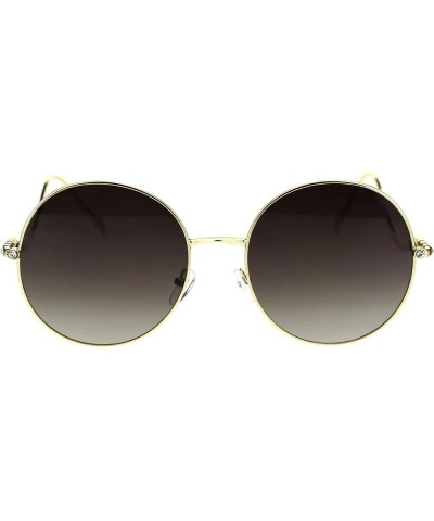 Womens Round Circle Rhinestones Sunglasses Curved Temples UV 400 Gold (Brown Smoke) $8.64 Wayfarer