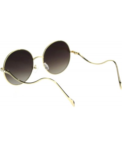 Womens Round Circle Rhinestones Sunglasses Curved Temples UV 400 Gold (Brown Smoke) $8.64 Wayfarer