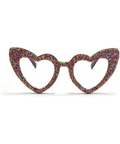 Colour Diamond Heart Sunglasses Women Rhinestones Y2K Sunglasses Men Vintage Punk Sun Glasses UV400 Black-clear $11.82 Designer