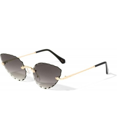 Osaka Rimless Oval Cat Eye Diamond Edge Cut Lens Sunglasses Smoke $10.95 Cat Eye