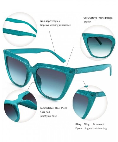 Women Chic Cateye Sunglasses Bling Bling Big Frame Candy Colors B2734 Green $15.63 Cat Eye