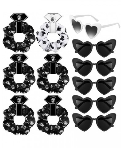 12 Pcs Bride or Die Gothic Satin Bridesmaid Scrunchies of 12 Bachelorette Sunglasses Til Death Do Us Party Bachelorette Hair ...