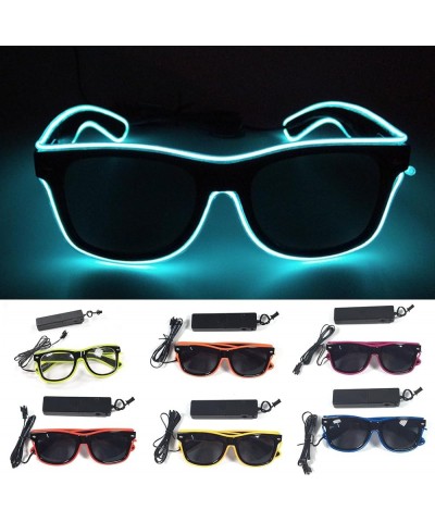 Plastic Sunglasses Party Sunglasses Light Up Led Unisex Wire Neon Glow in Dark Photo Prop Adults Ktv Glasses Fluorescent Gree...