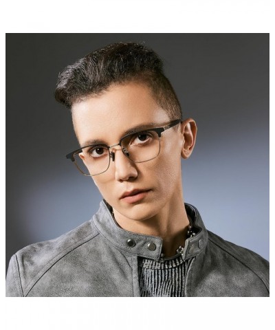 100% Really Buffalo Horn Glasses Pure Titanium for Men Rimless Square Glasses 8135 Space Silver 26-gold 8134 $77.90 Cat Eye