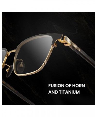 100% Really Buffalo Horn Glasses Pure Titanium for Men Rimless Square Glasses 8135 Space Silver 26-gold 8134 $77.90 Cat Eye