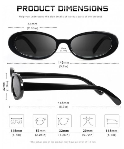 Retro Oval Sunglasses for Women Men Fashion Small Frame Sun Glasses 90s Style Driving Glasses UV400 Protection A2 Black+black...