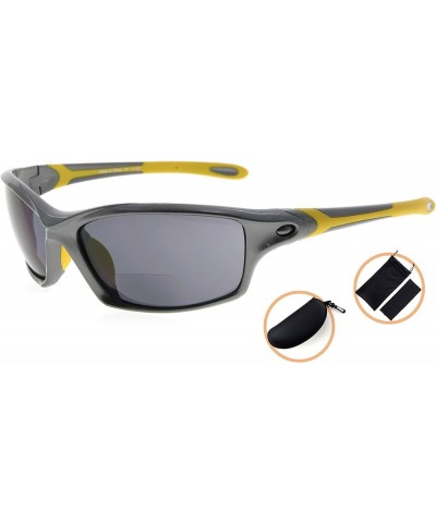 TR90 Sports Bifocal Sunglasses Baseball Running Fishing Driving Golf Softball Hiking Readers (Black Frame Grey Temple, 1.75) ...