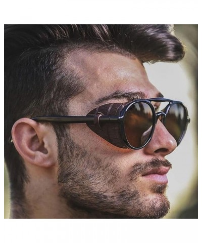 Retro Round Frame Punk Men and Women Sunglasses Vacation Outdoor Fashion Decorative Sunglasses Gift (Color : C, Size : 1) 1A ...