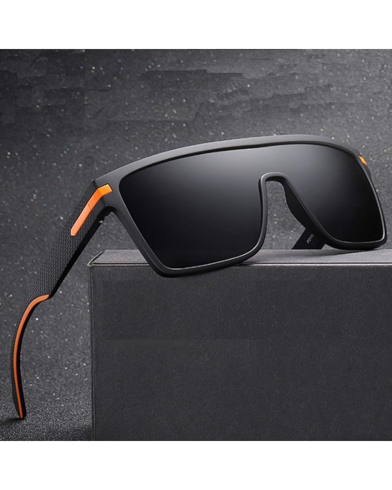 TR90 sunglasses personality big frame sunglasses men TAC1.1 trend driving polarized sunglasses Gray & Orange $6.56 Designer