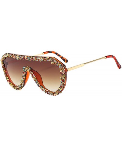 One-Piece Y2K Sunglasses Women Men Rhinestone Sun Glasses Bling Party Hip-hop Goggle Shades UV400 Tea $10.89 Goggle