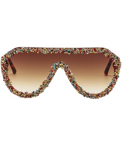 One-Piece Y2K Sunglasses Women Men Rhinestone Sun Glasses Bling Party Hip-hop Goggle Shades UV400 Tea $10.89 Goggle