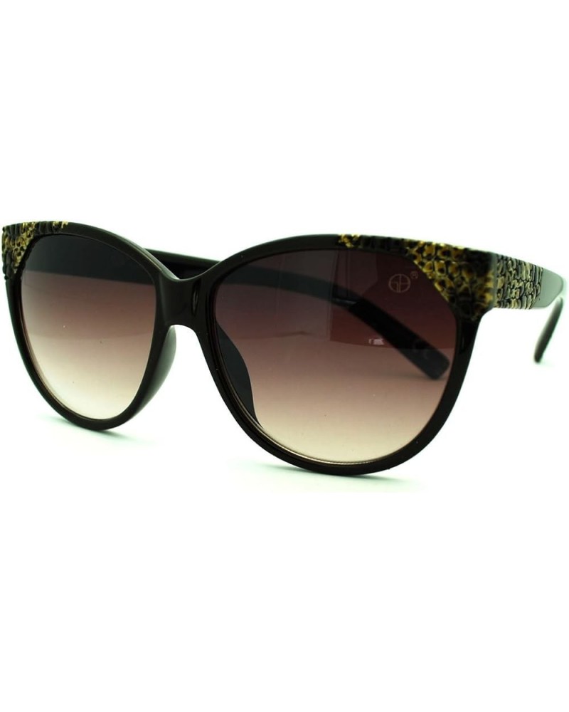 High Fashion Sunglasses Womens Round Butterfly Frame Designer Quality Black Gold brown smoke $9.46 Butterfly