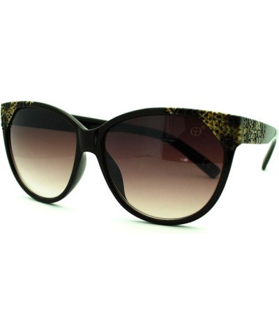 High Fashion Sunglasses Womens Round Butterfly Frame Designer Quality Black Gold brown smoke $9.46 Butterfly