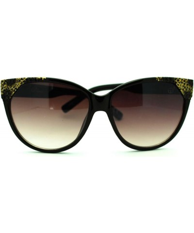 High Fashion Sunglasses Womens Round Butterfly Frame Designer Quality Black Gold brown smoke $9.46 Butterfly