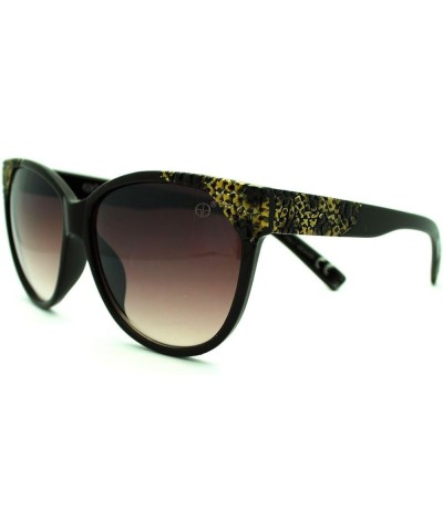 High Fashion Sunglasses Womens Round Butterfly Frame Designer Quality Black Gold brown smoke $9.46 Butterfly