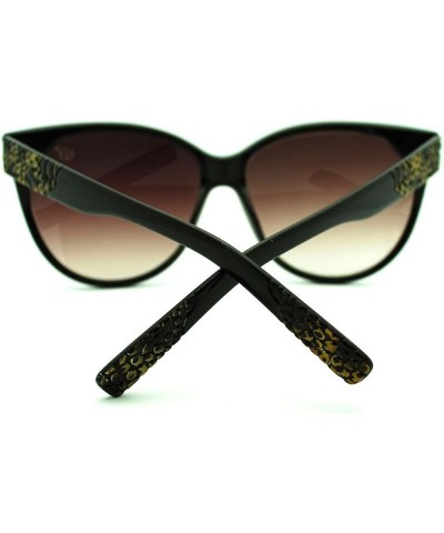 High Fashion Sunglasses Womens Round Butterfly Frame Designer Quality Black Gold brown smoke $9.46 Butterfly