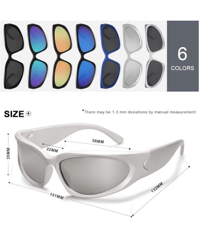 Wrap Around Sport Sunglasses for Women Trendy Fashion Athletic Shades 1 Silver Frame/Silver Lens $7.64 Rectangular