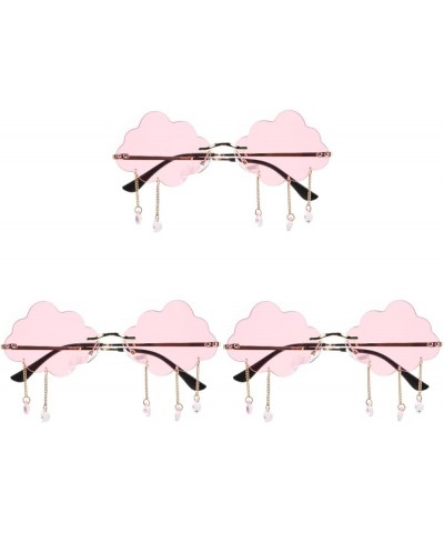 2 PCS Cloud Sunglasses Rimless raindrop sunglasses disco sunglasses cloud tassel glasses Cloud Eyeglasses Tassel Pinkx3pcs $7...