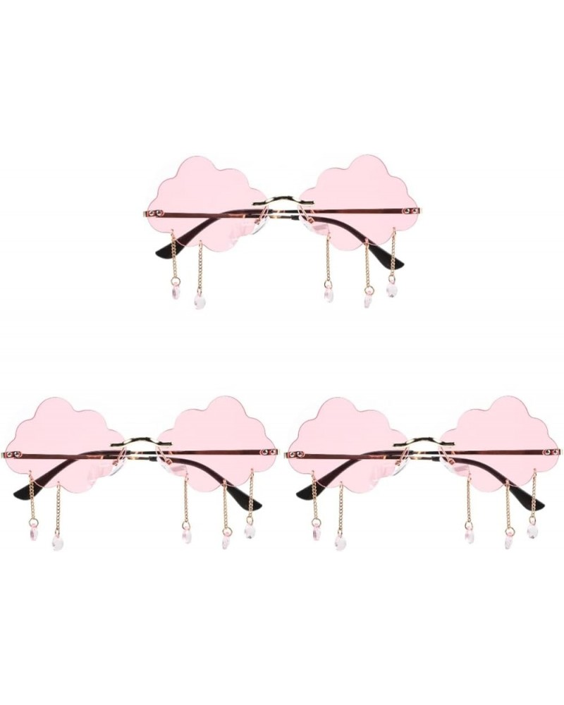 2 PCS Cloud Sunglasses Rimless raindrop sunglasses disco sunglasses cloud tassel glasses Cloud Eyeglasses Tassel Pinkx3pcs $7...