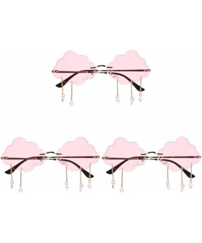 2 PCS Cloud Sunglasses Rimless raindrop sunglasses disco sunglasses cloud tassel glasses Cloud Eyeglasses Tassel Pinkx3pcs $7...