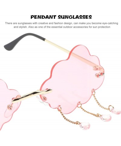 2 PCS Cloud Sunglasses Rimless raindrop sunglasses disco sunglasses cloud tassel glasses Cloud Eyeglasses Tassel Pinkx3pcs $7...