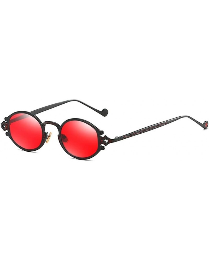 Vintage Steampunk Sunglasses Gothic Oval Frame Carved Sunglasses Blackred $10.06 Oval