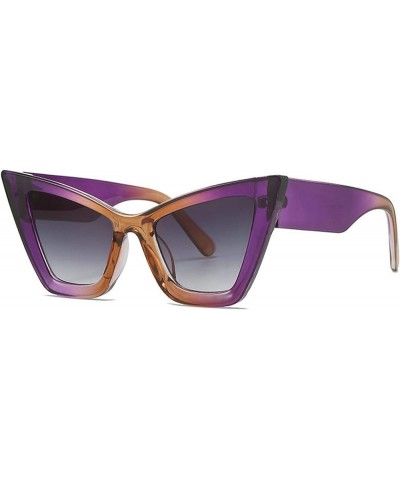 Trendy Cat Eye Sunglasses Vintage Oversized Cateye Style Square Sun Glasses for Women Men Purple $9.93 Cat Eye