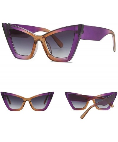 Trendy Cat Eye Sunglasses Vintage Oversized Cateye Style Square Sun Glasses for Women Men Purple $9.93 Cat Eye