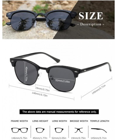 Polarized Sunglasses For Women And Men Semi Rimless Frame Retro Sun Glasses AE0369 Glossy Black&matte Green Lens $10.32 Rimless