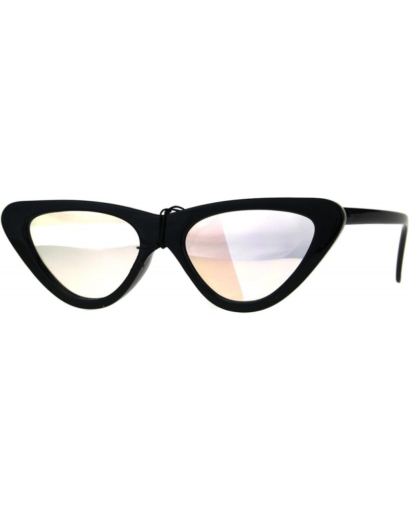 Womens Lollita Fashion Sunglasses Flat Cat Eye Mirrored Lens UV 400 Black (Pink Mirror) $9.15 Designer