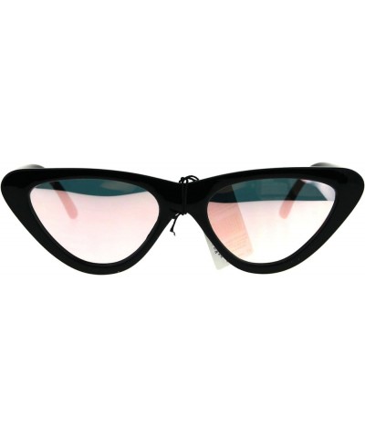 Womens Lollita Fashion Sunglasses Flat Cat Eye Mirrored Lens UV 400 Black (Pink Mirror) $9.15 Designer