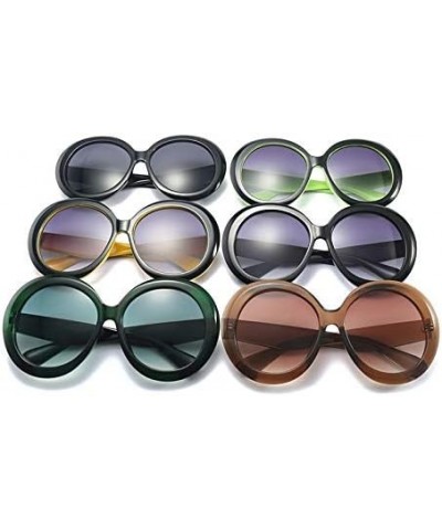 Fashion Round Sunglasses Women Vintage Black Green Oversized Frames Mirror Shades Female Green $17.67 Oversized