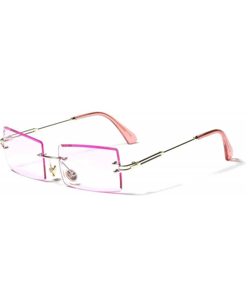 Vintage Rectangle Rimless Sunglasses Women Retro Sun Glasses Men Punk Eyeglasses Metal Shades Unisex Eyewear 4 $19.74 Rimless