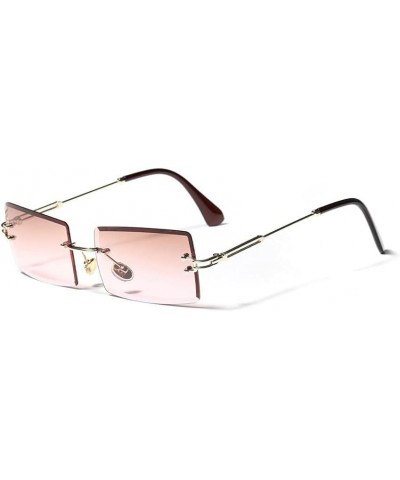 Vintage Rectangle Rimless Sunglasses Women Retro Sun Glasses Men Punk Eyeglasses Metal Shades Unisex Eyewear 4 $19.74 Rimless