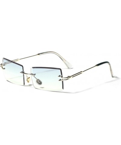 Vintage Rectangle Rimless Sunglasses Women Retro Sun Glasses Men Punk Eyeglasses Metal Shades Unisex Eyewear 4 $19.74 Rimless