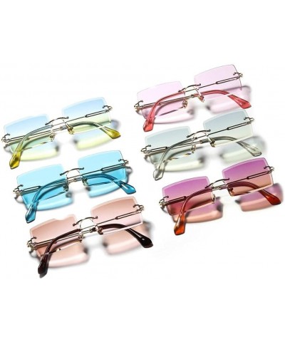 Vintage Rectangle Rimless Sunglasses Women Retro Sun Glasses Men Punk Eyeglasses Metal Shades Unisex Eyewear 4 $19.74 Rimless